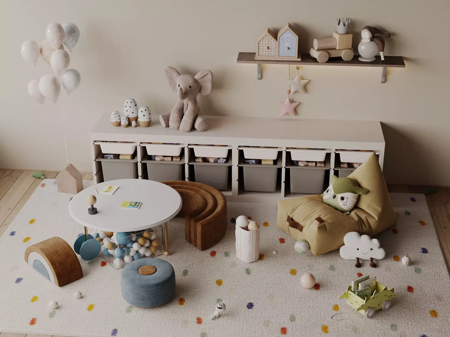 cartoon themed kids room 3D model