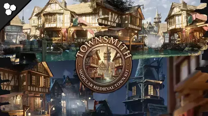 Townsmith - Modular Medieval Town Low-poly 3D model