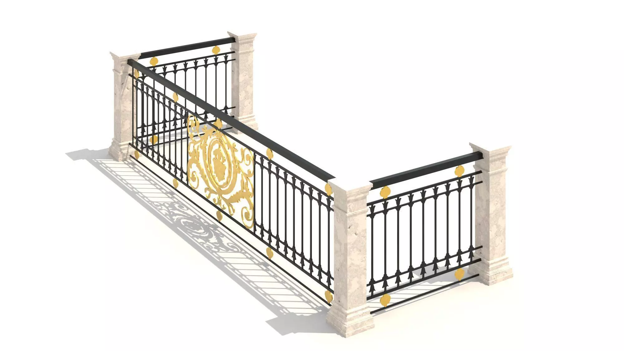 Metal Neoclassical Railing 4 Free 3D model
