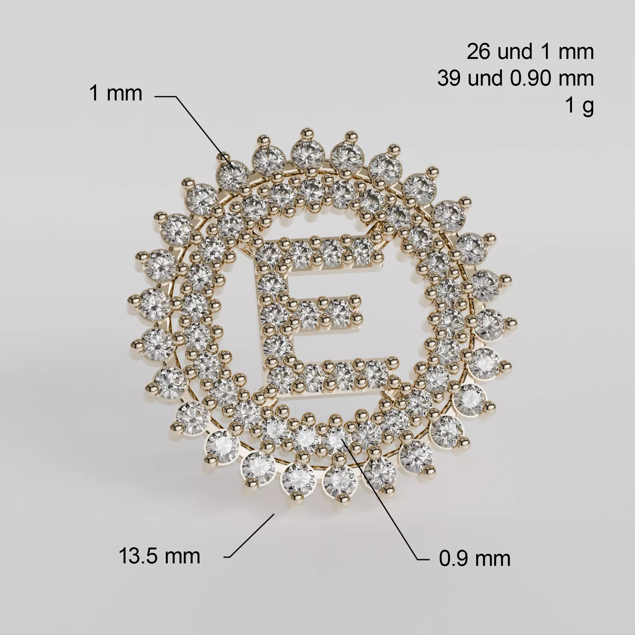 LETTER E PENDANT 3D print model