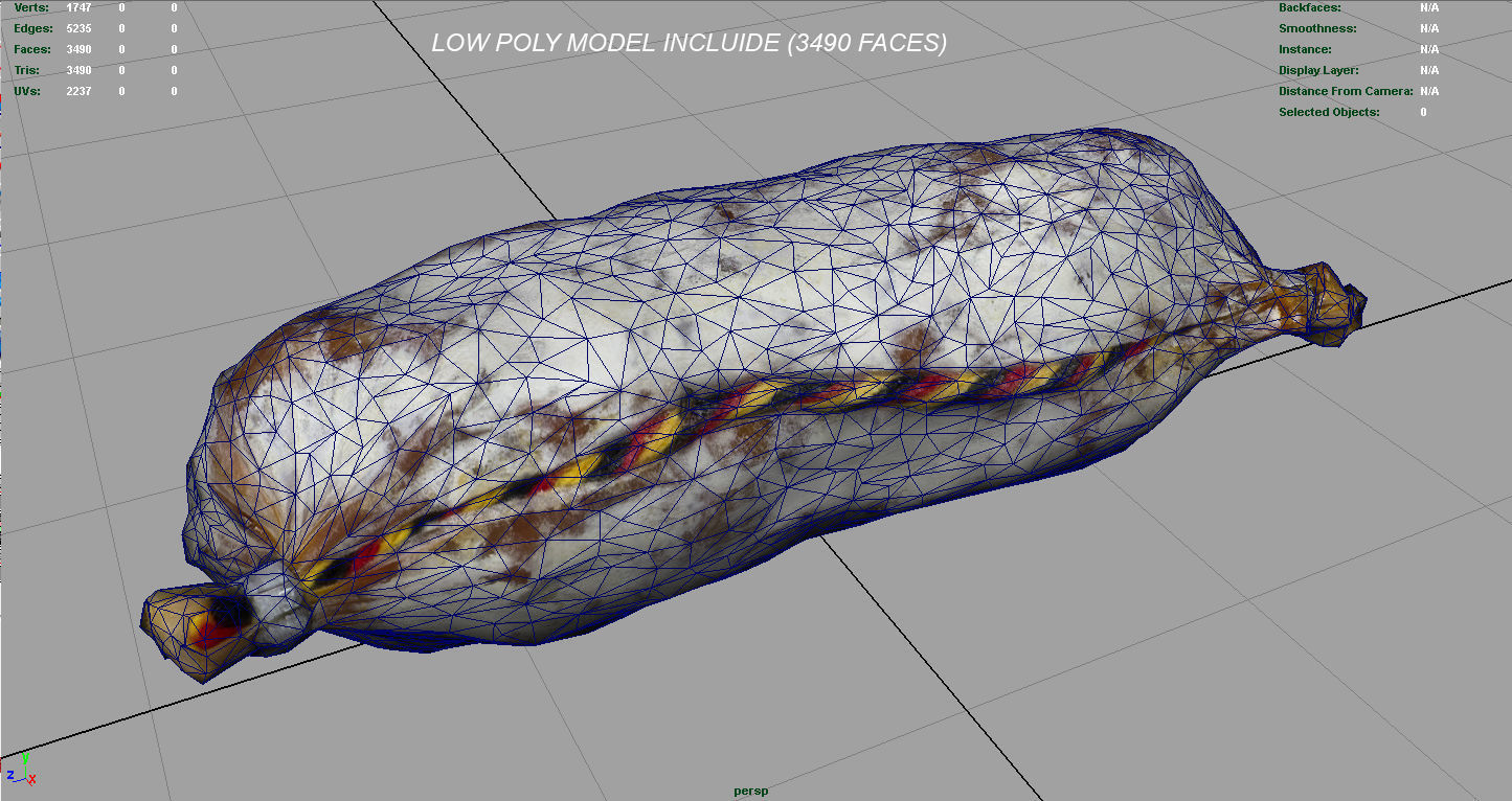 Sausage Salami 1 Low-poly 3D model_11