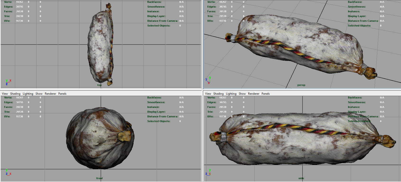 Sausage Salami 1 Low-poly 3D model_7