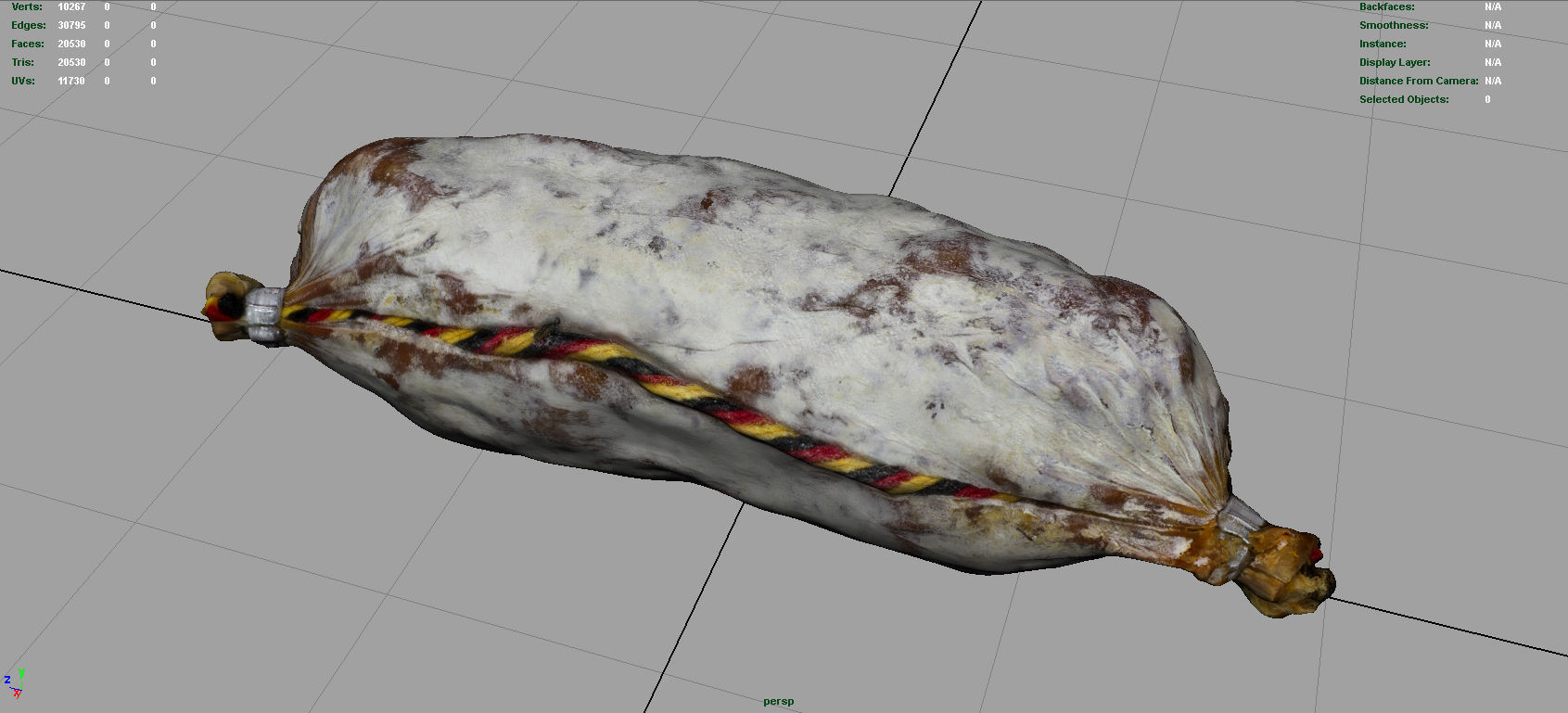 Sausage Salami 1 Low-poly 3D model_4