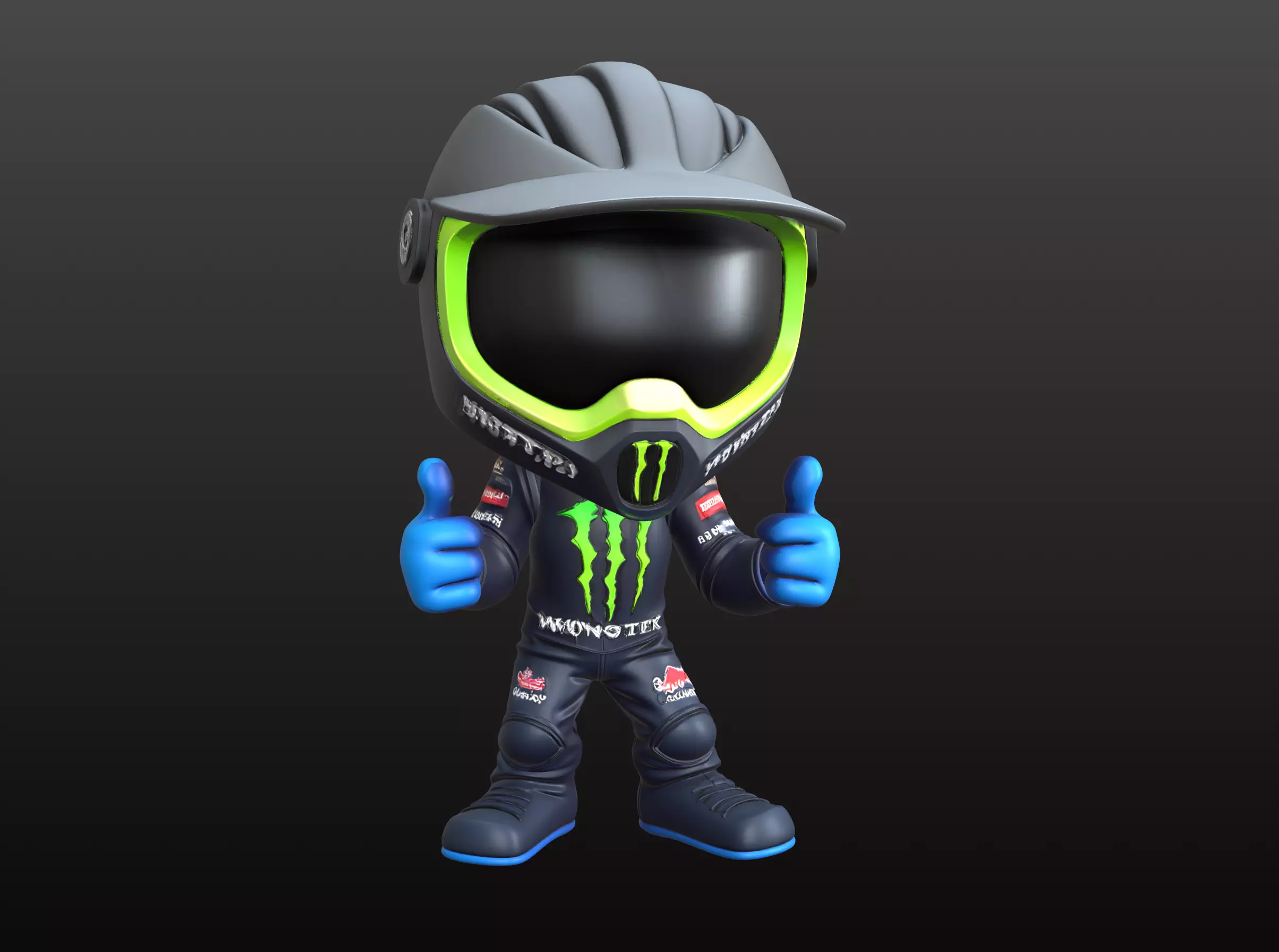 Motocross Rider Mascot STL Cute Cross Biker 3D print model