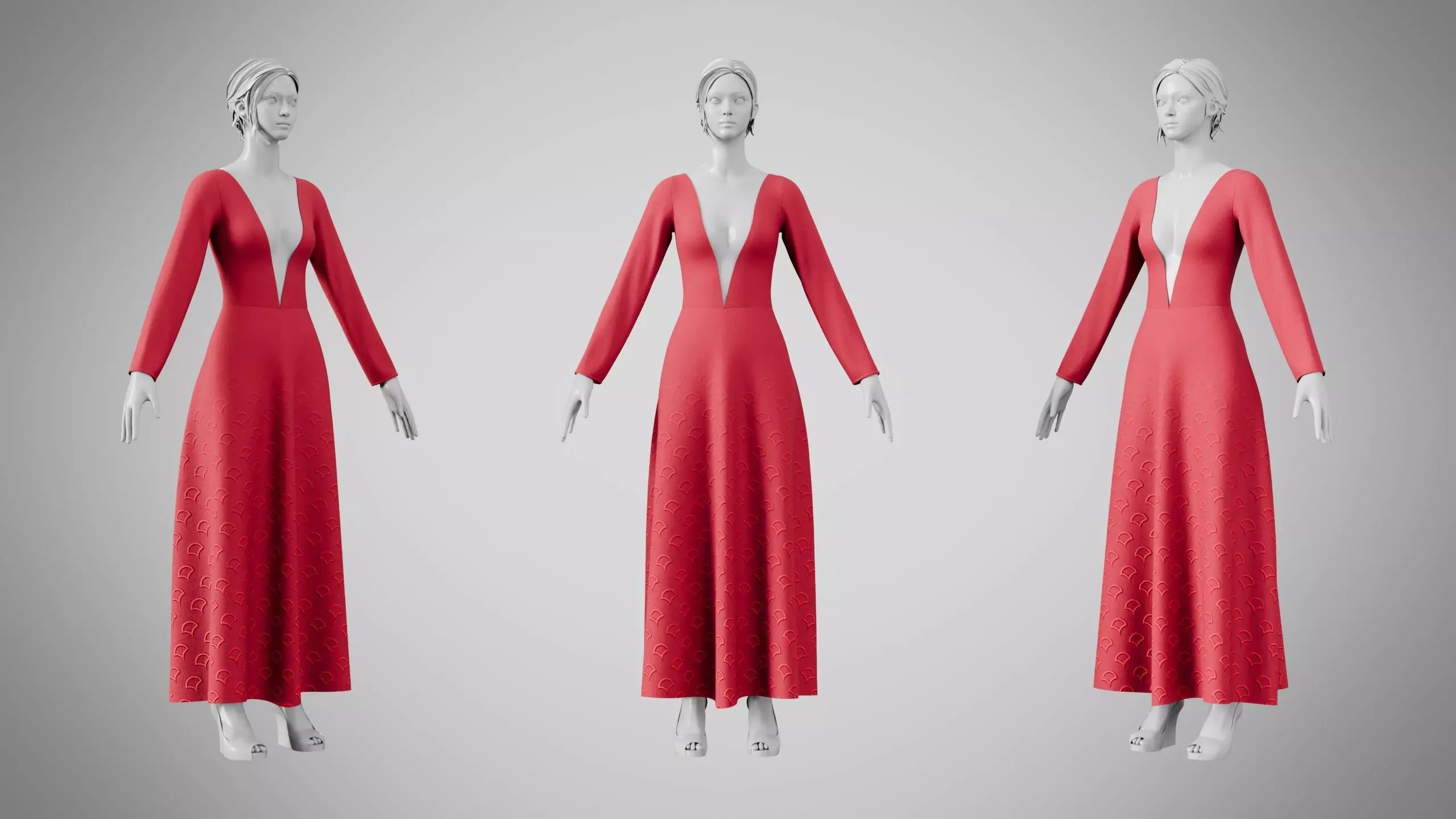 Dress 35 Cardinal Low-poly 3D model