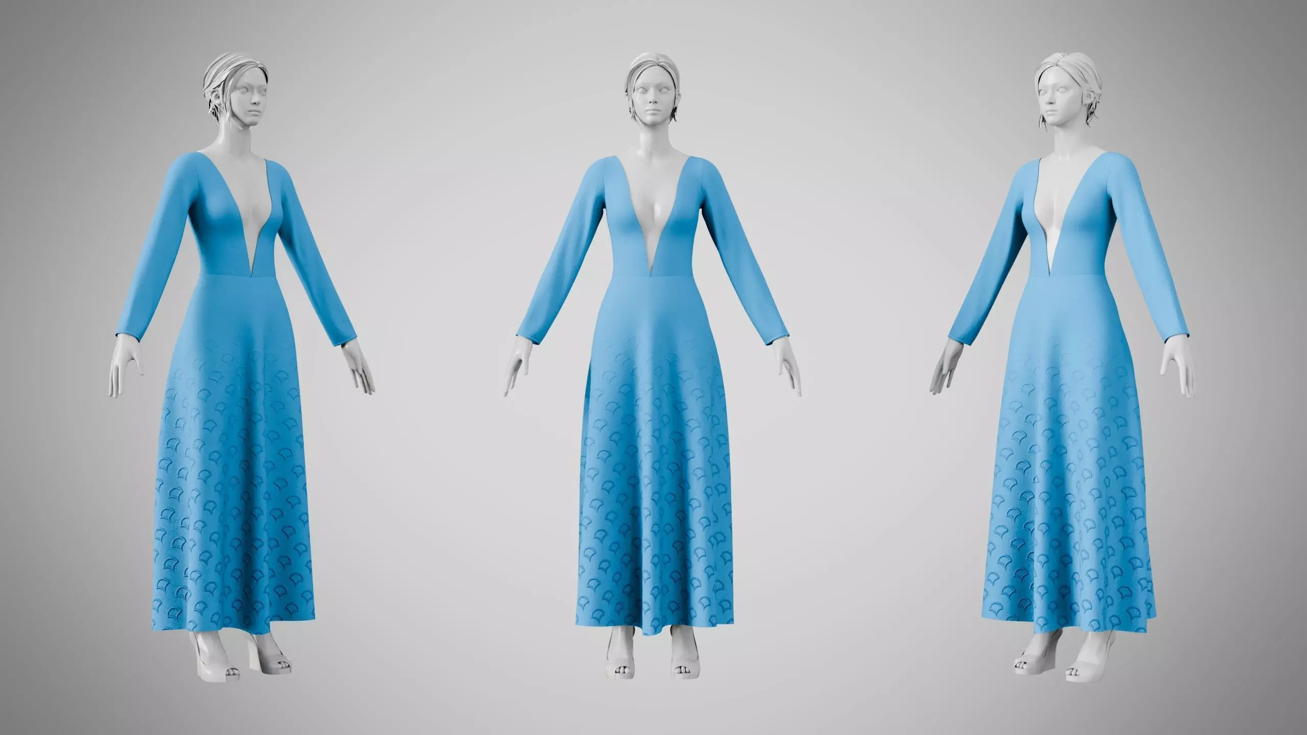 Dress 35 Cerulean Low-poly 3D model