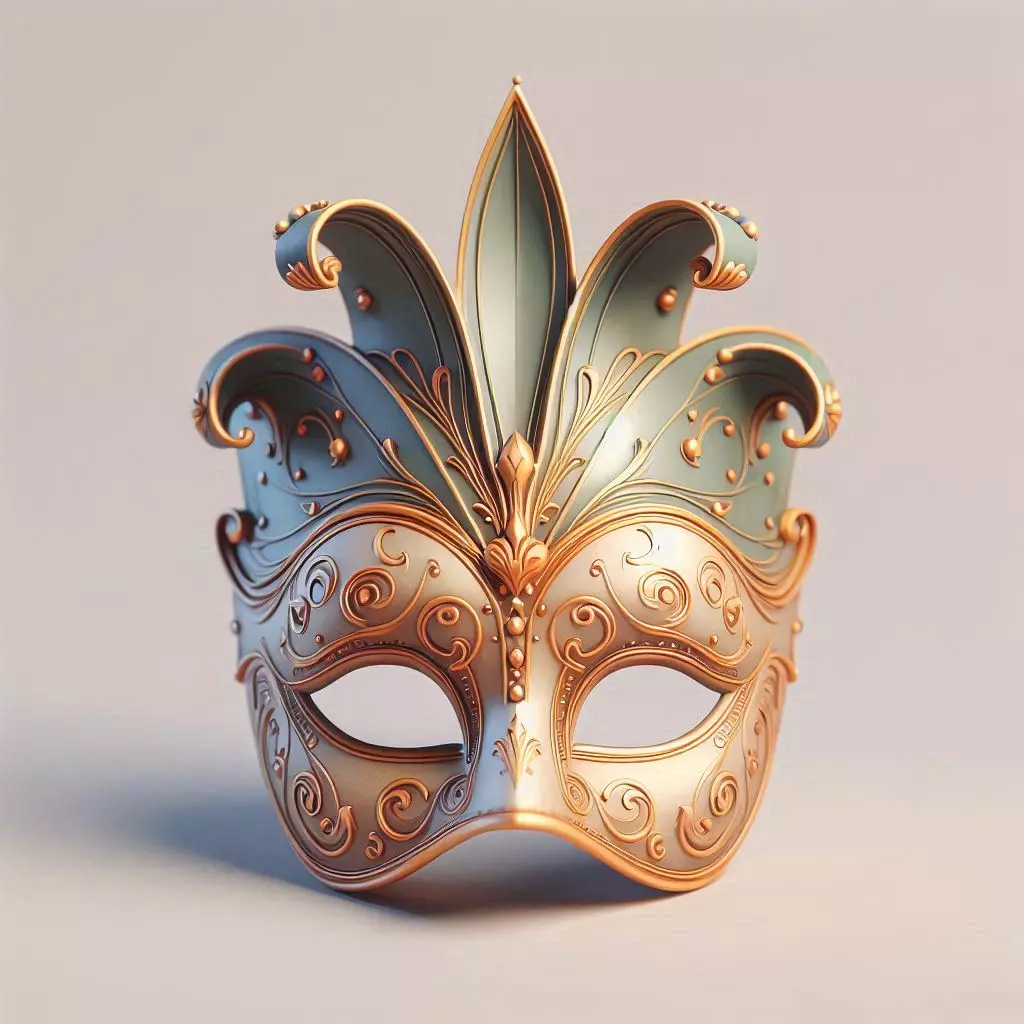 3368 Venetian Carnival Mask Color 3D Model figurine STL 3D print model