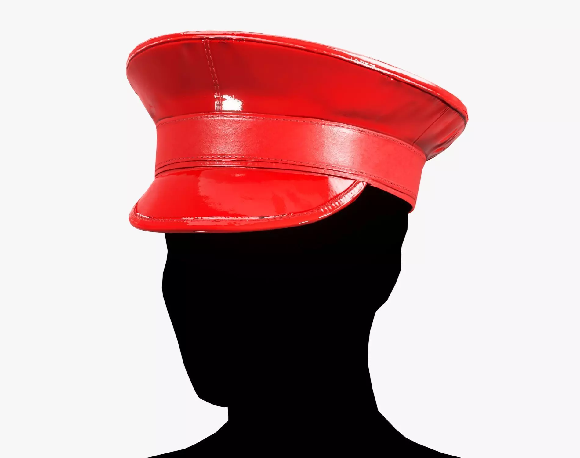 Red Latex Military Hat - Glossy Accessory Low-poly 3D model