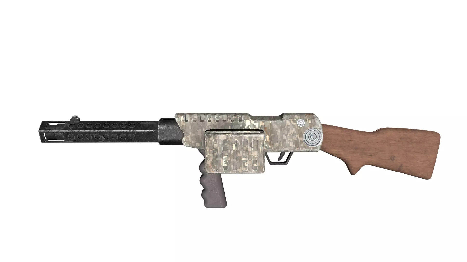 Survival Combat Rifle Post Apocalyptic PBR Game Weapon Low-poly 3D model