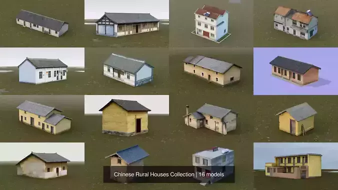 Chinese Rural Houses Collection 3D Model Pack 2