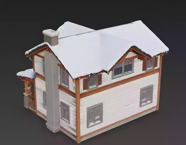Festive Holiday Craftsman House 3D Model Low-poly 3D model 3