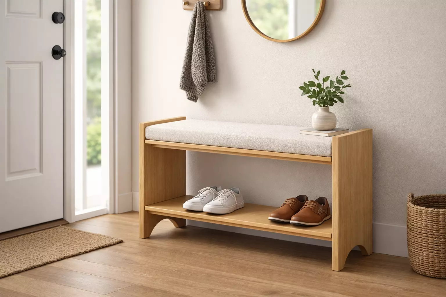 DIY Entryway Shoe Bench Furniture Plans BOM Assembly Guide 3D model