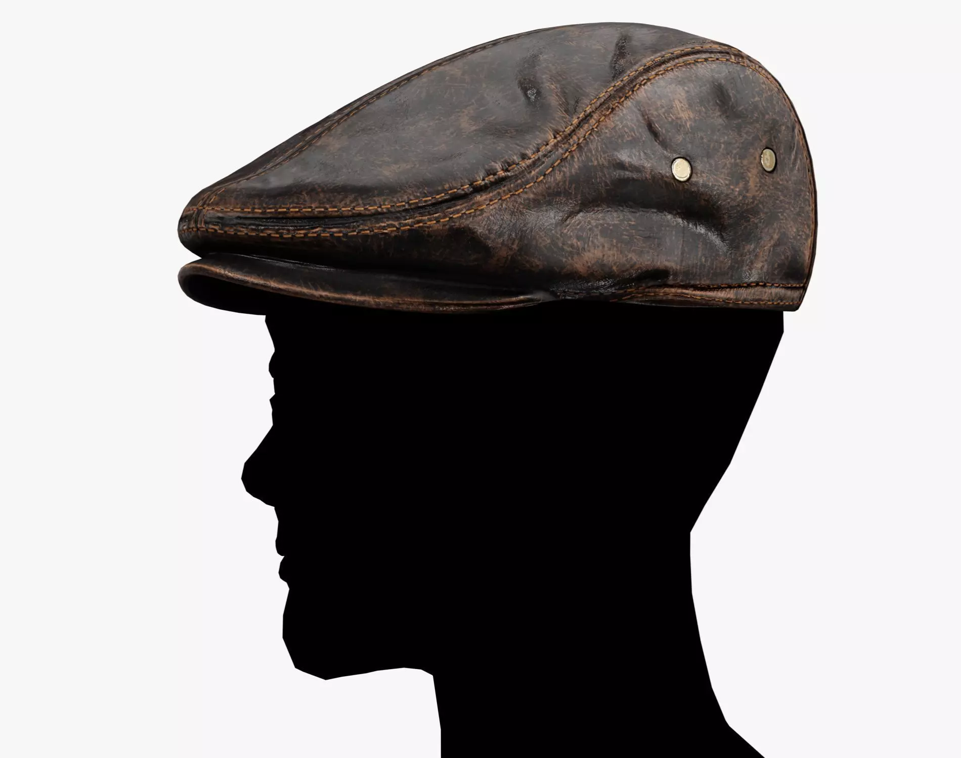 Classic Black Leather Flat Cap Vintage Low-poly 3D model