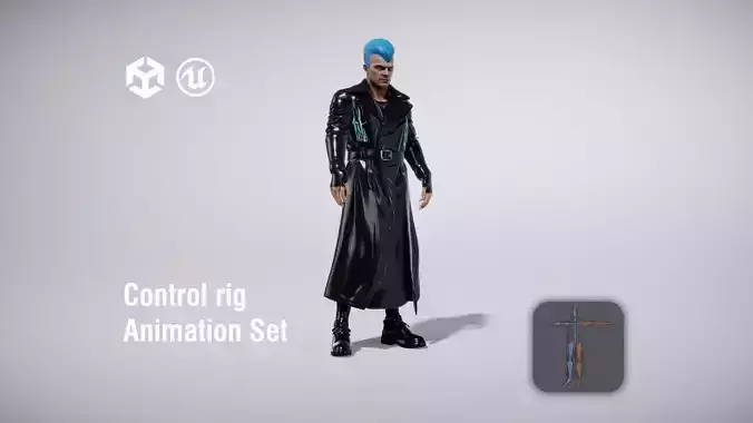 Wiry Cyberpunk Hacker Neon 3D Character