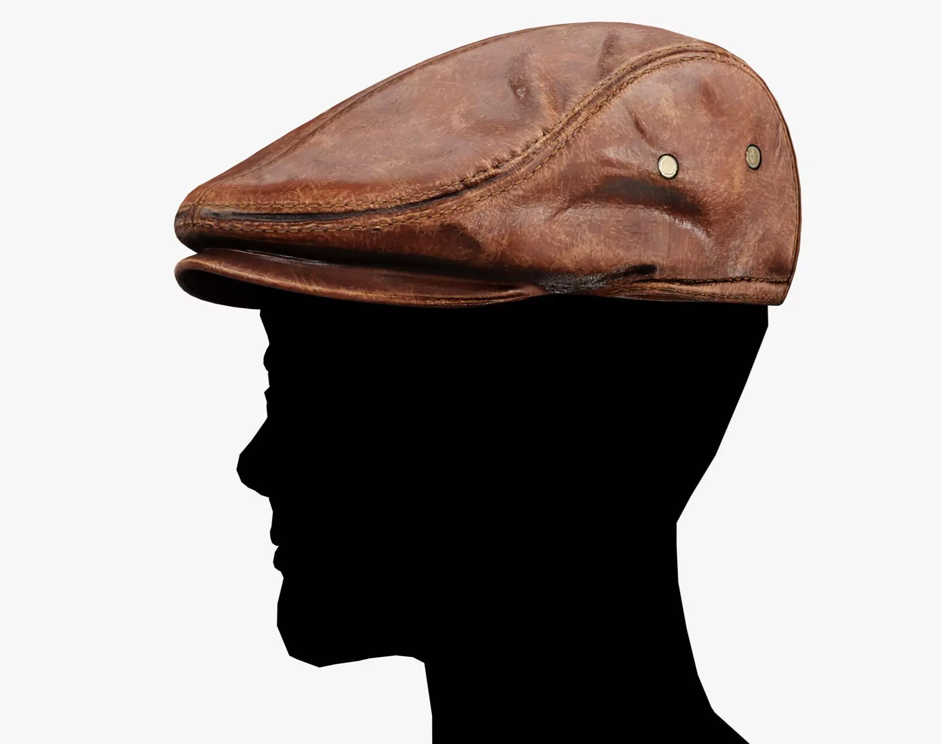 Classic Brown Leather Flat Cap Vintage Low-poly 3D model