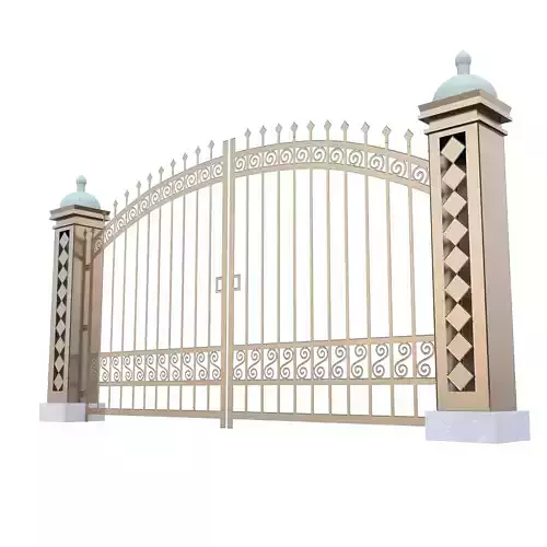 Decorative Metal Entrance Gate Low Poly PBR 3D Model Low-poly 3D model 3