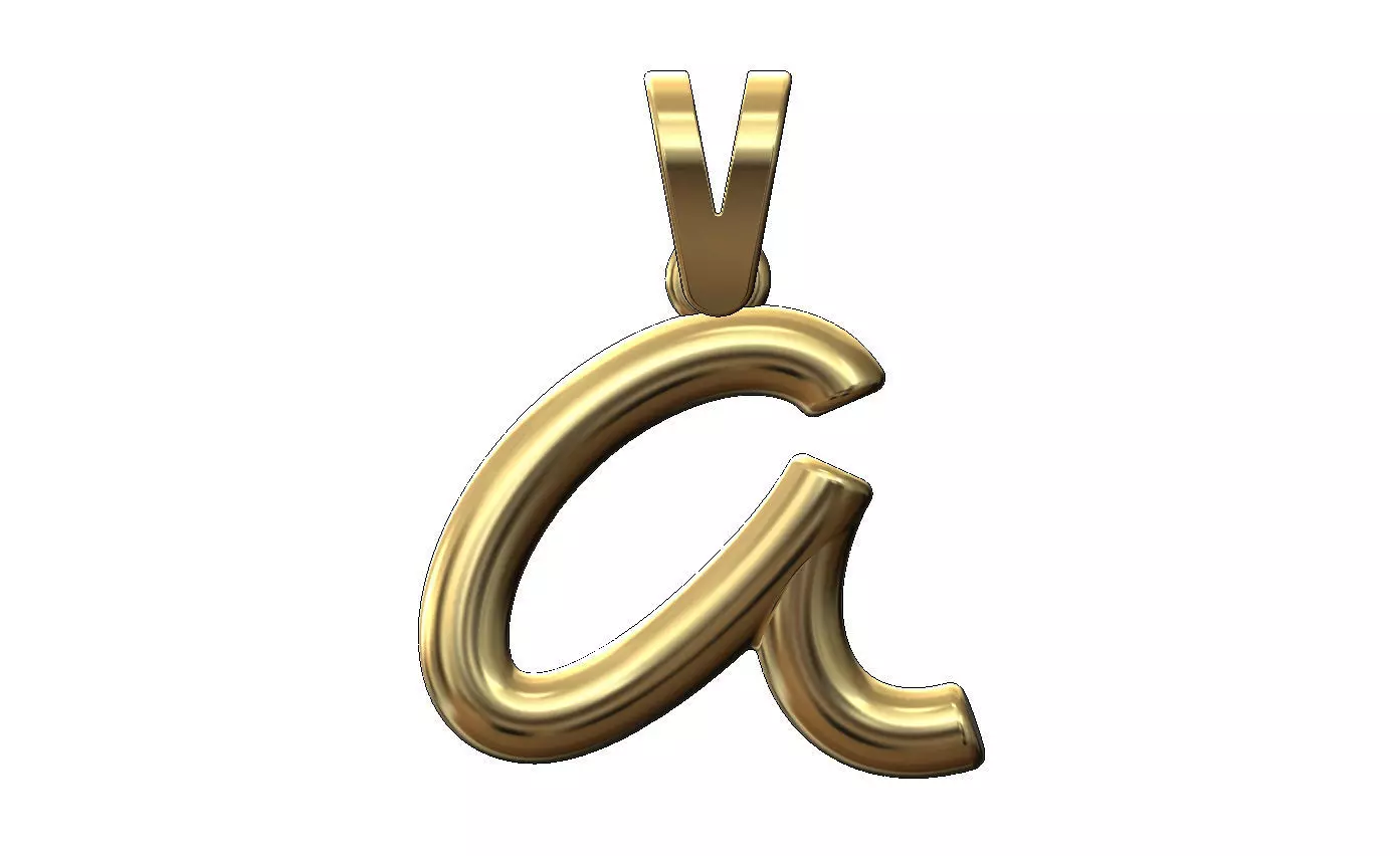 A letter initial 3d lowercase wire pendant charm bail 3D print model