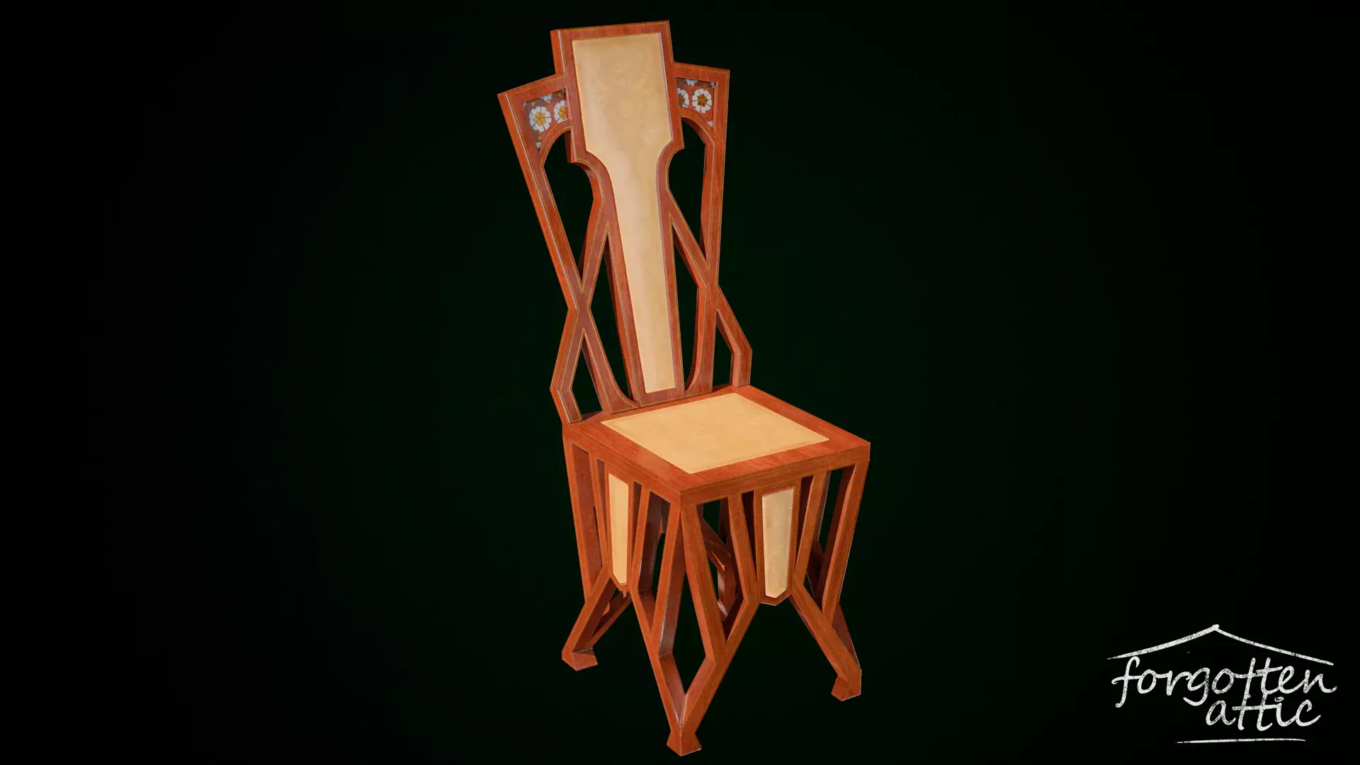 Art Nouveau-Fantasy Chair Low-poly 3D model