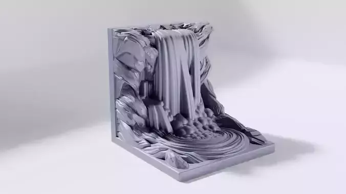 Waterfall Cliff Bookend STL Unscaled
