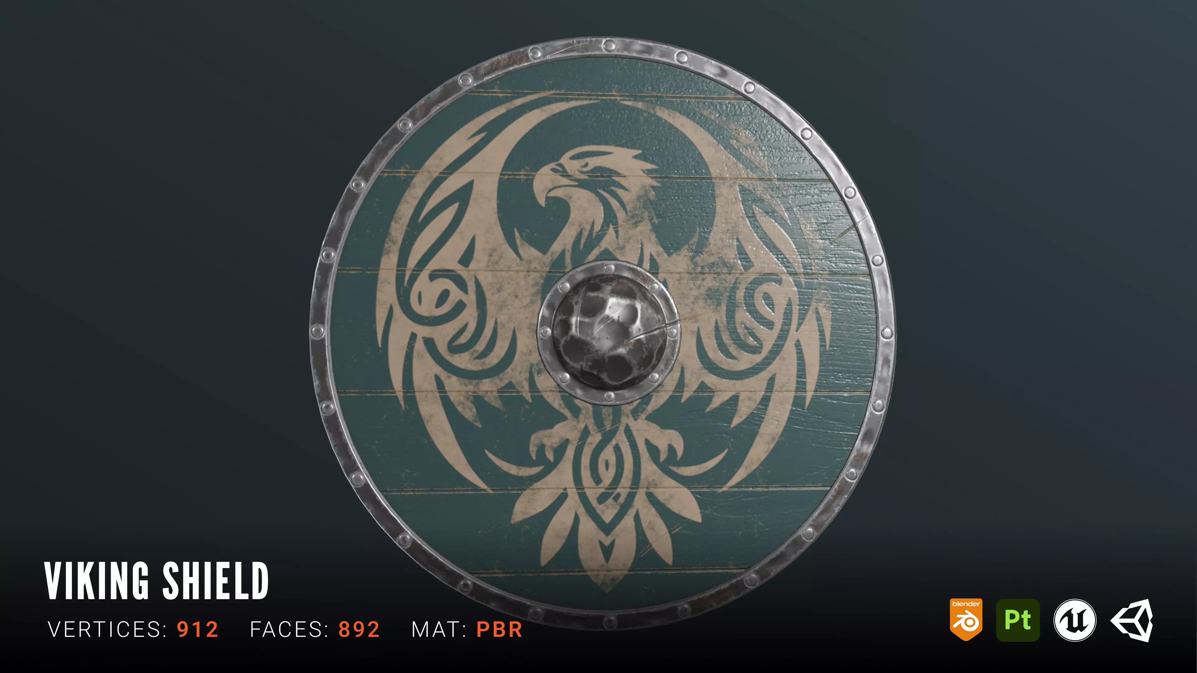 Viking Shield Low-poly 3D model