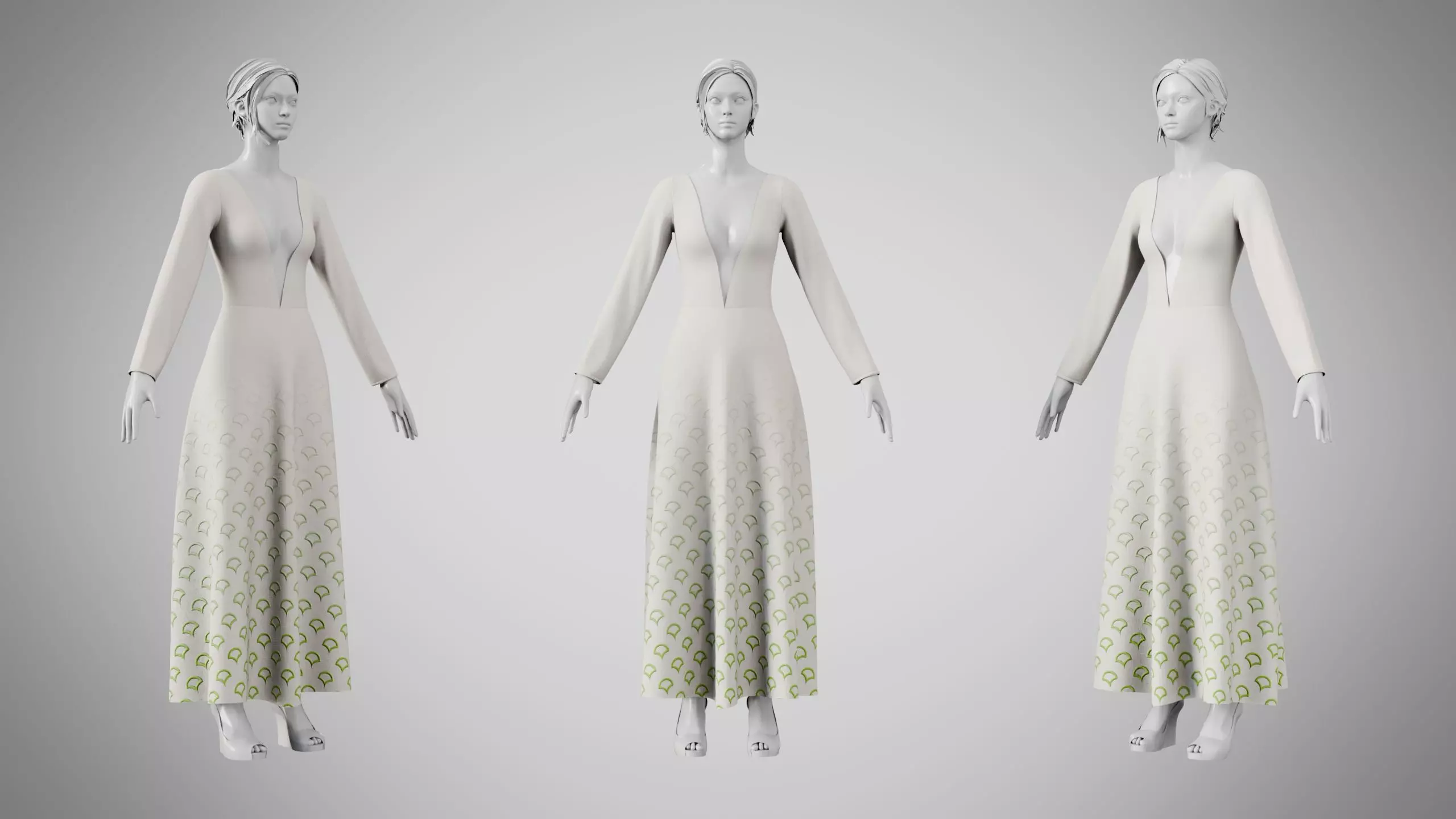 Dress 35 Moon Mist Low-poly 3D model