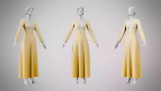 Dress 35 Caramel Low-poly 3D model