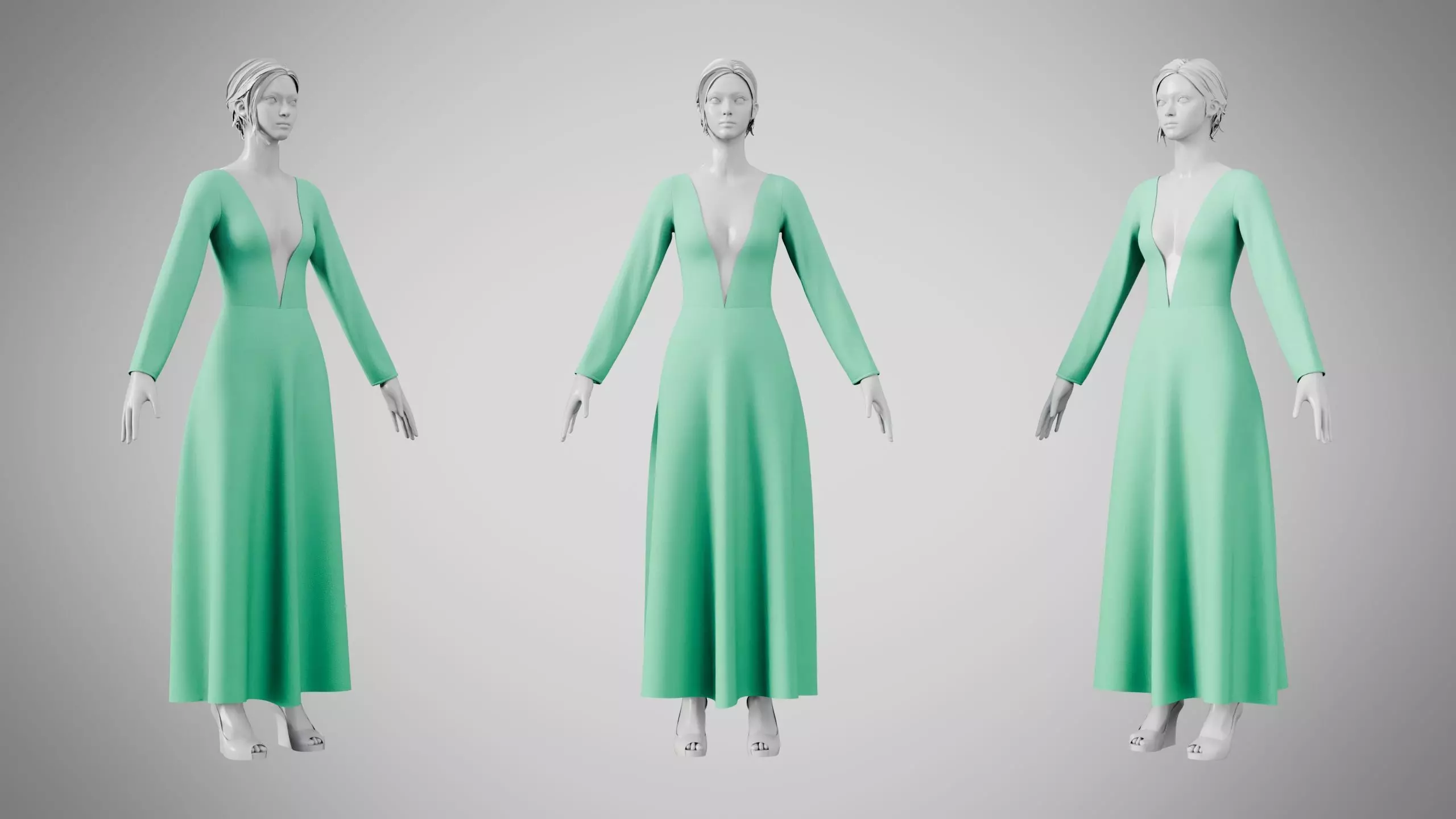Dress 35 Medium Aquamarine Low-poly 3D model