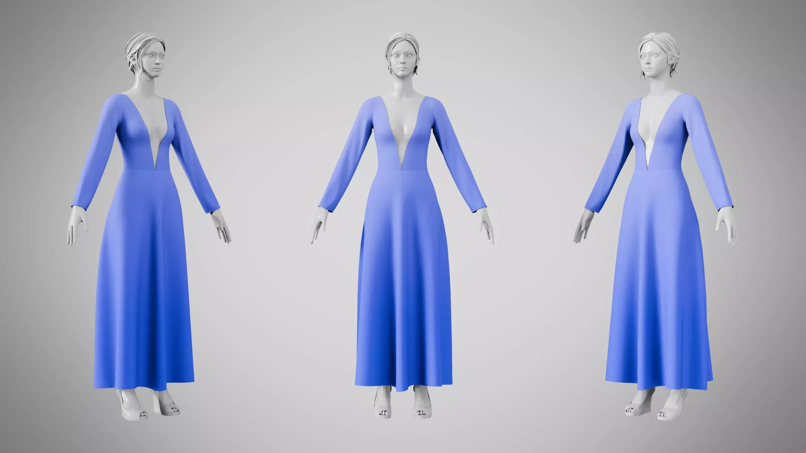 Dress 35 Very Light Blue Low-poly 3D model