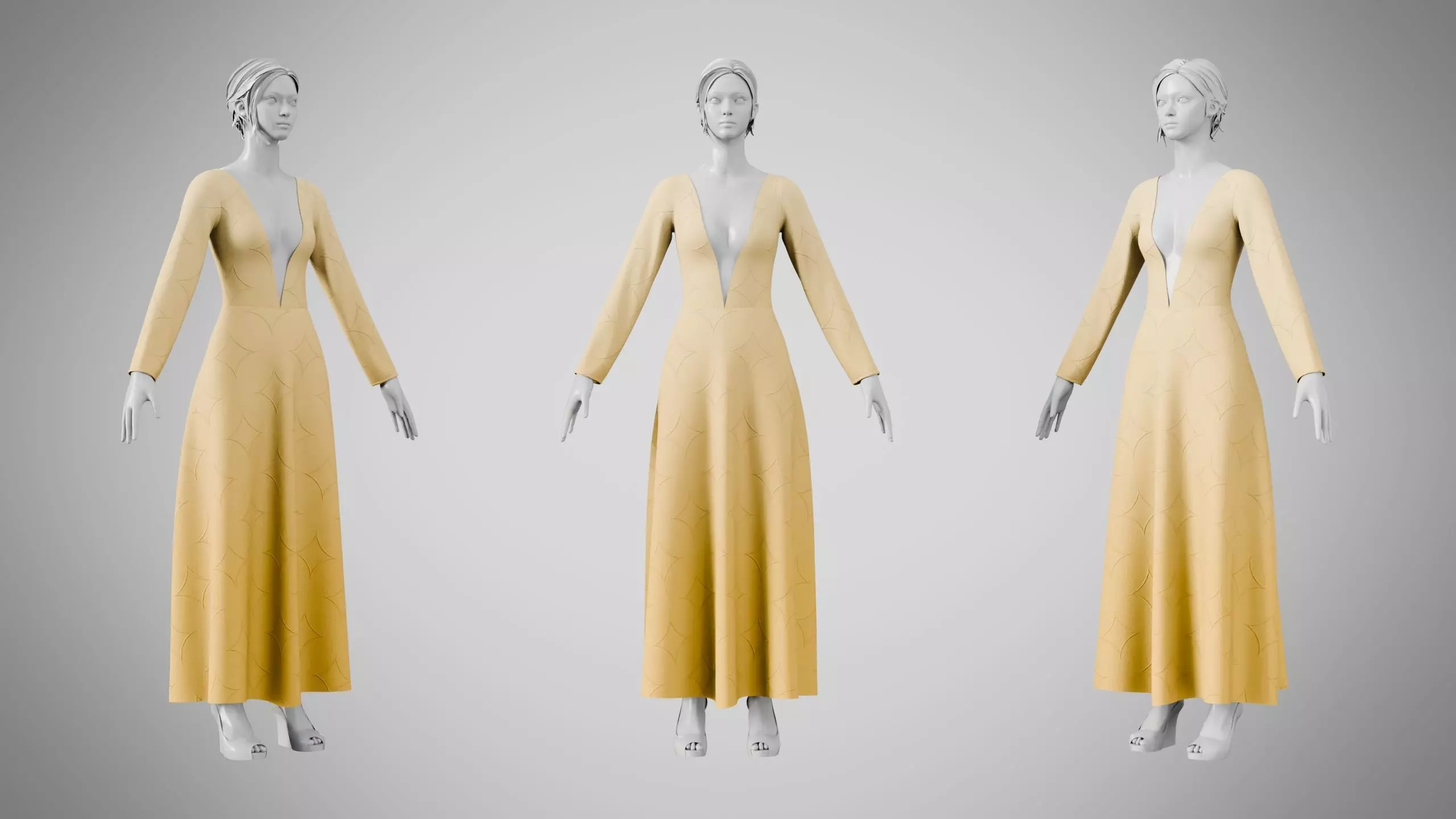 Dress 35 Caramel With Design Low-poly 3D model