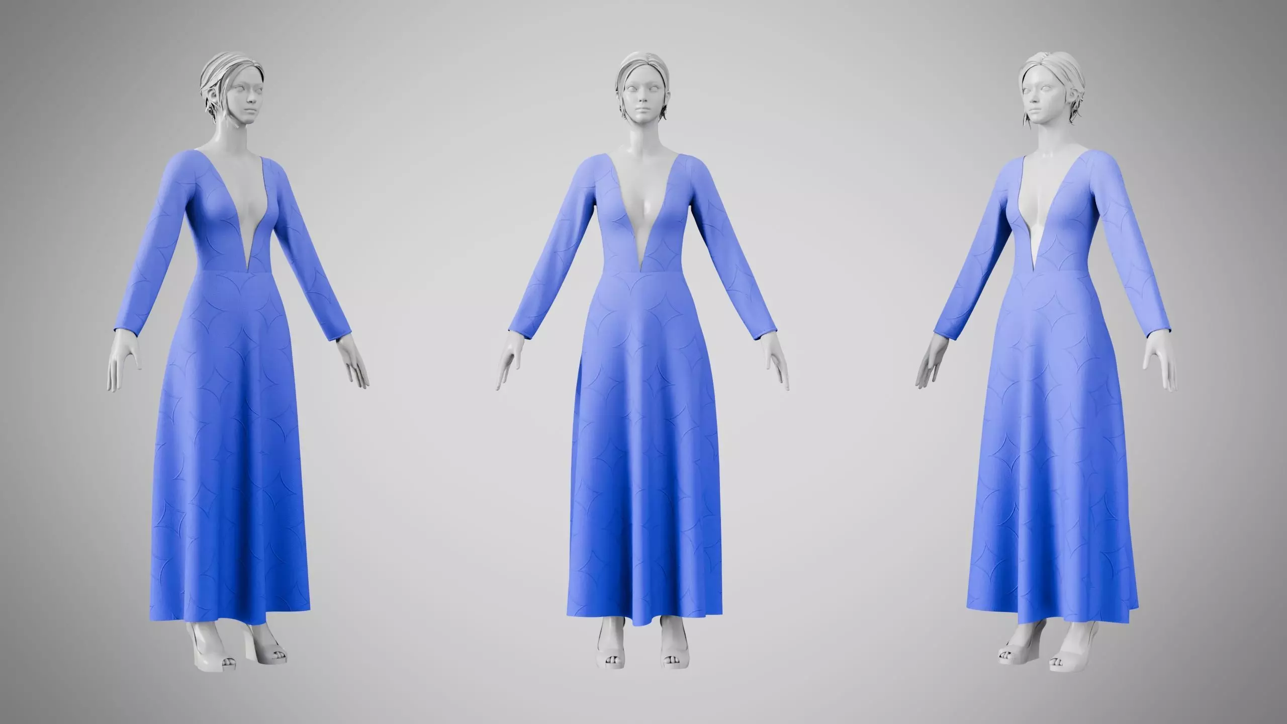 Dress 35 Very Light Blue With Design Low-poly 3D model