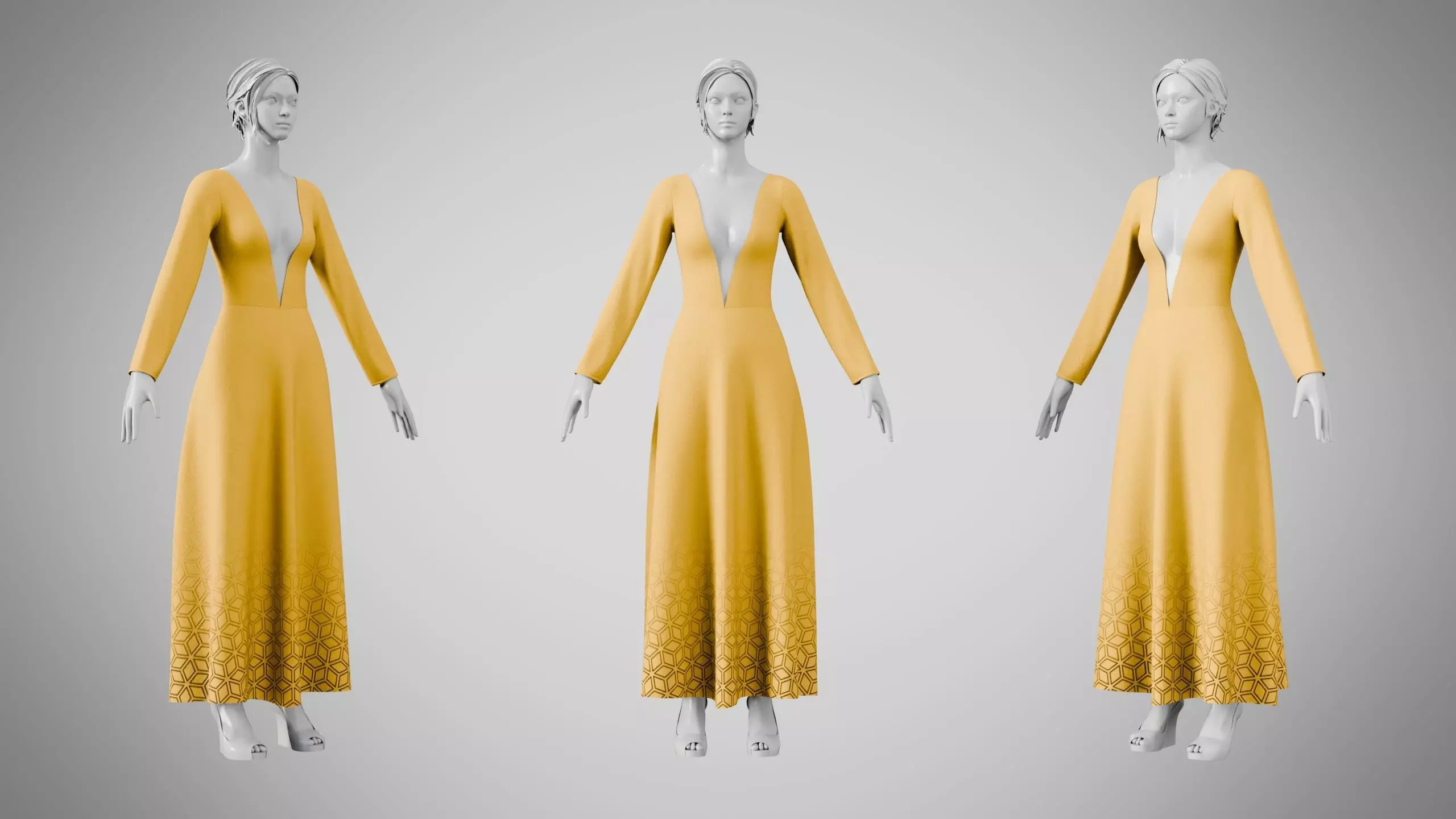 Dress 35 Amber Low-poly 3D model