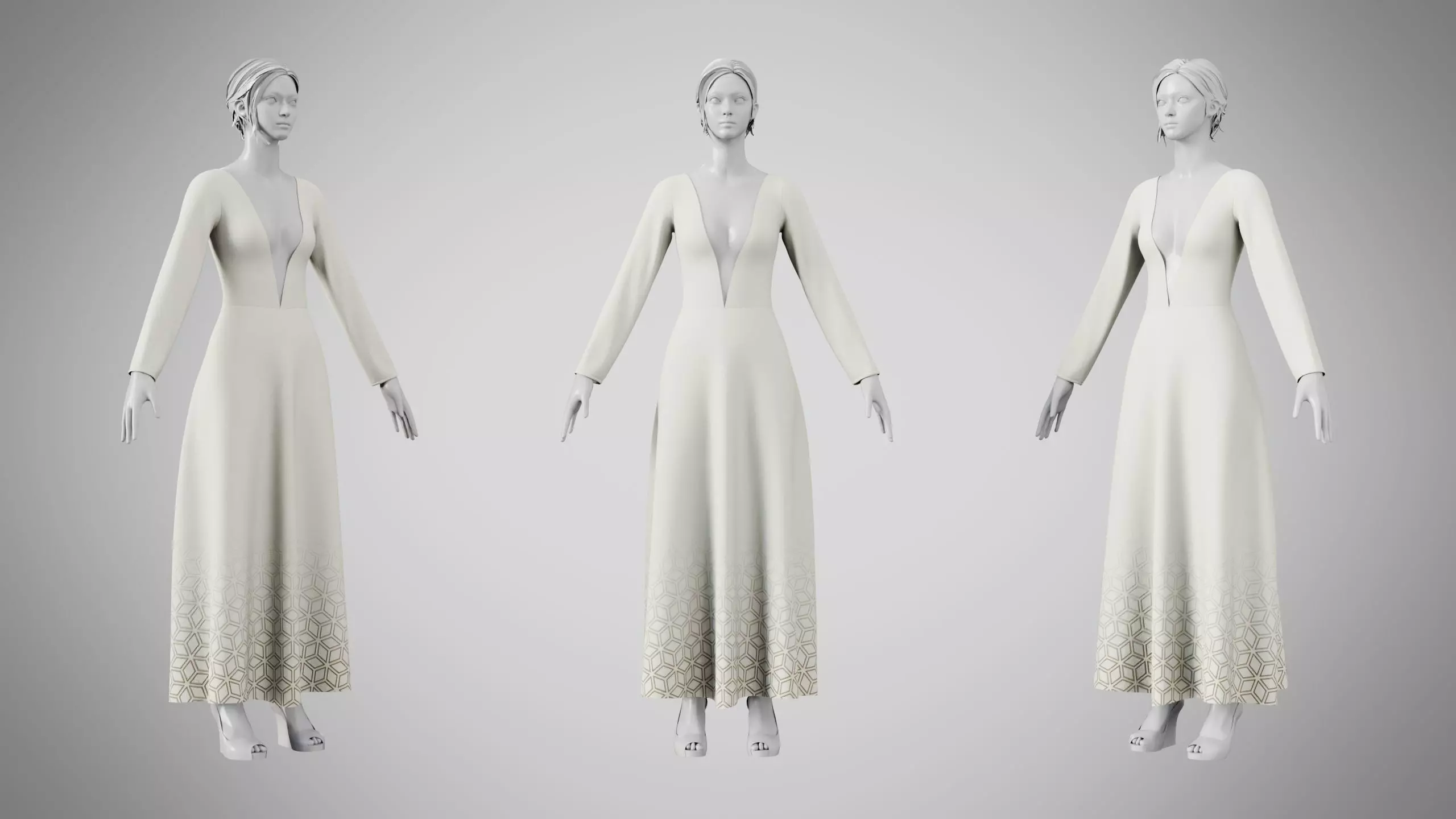 Dress 35 Beige Low-poly 3D model