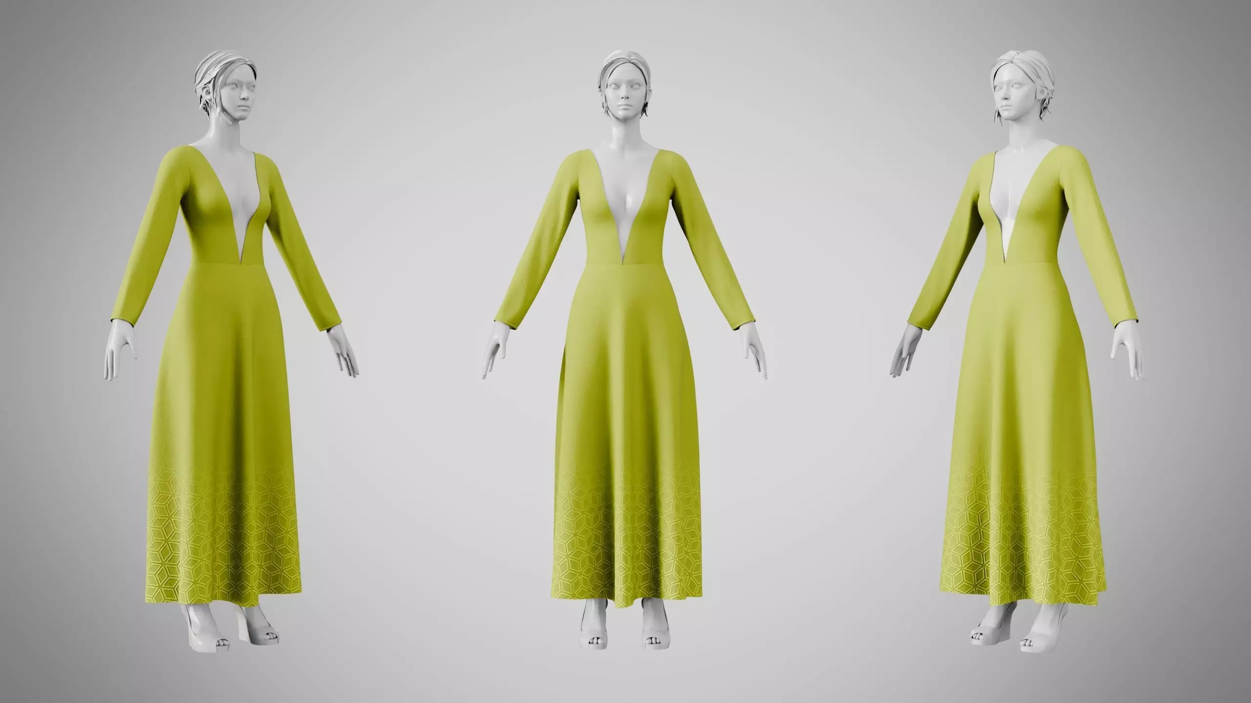 Dress 35 Citron Green Low-poly 3D model