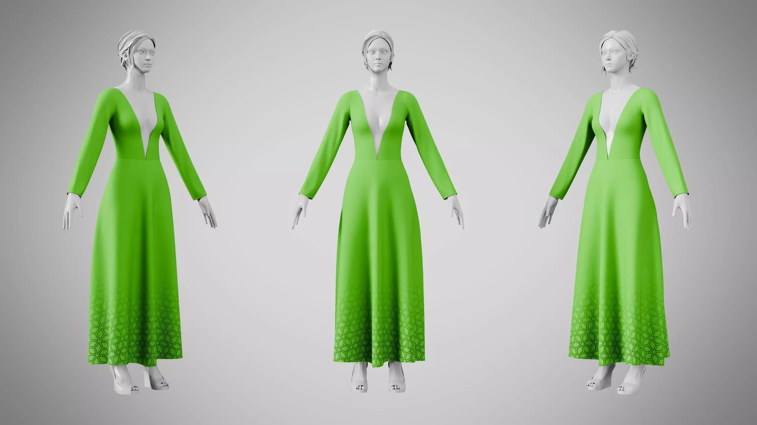 Dress 35 Kelly Green Low-poly 3D model
