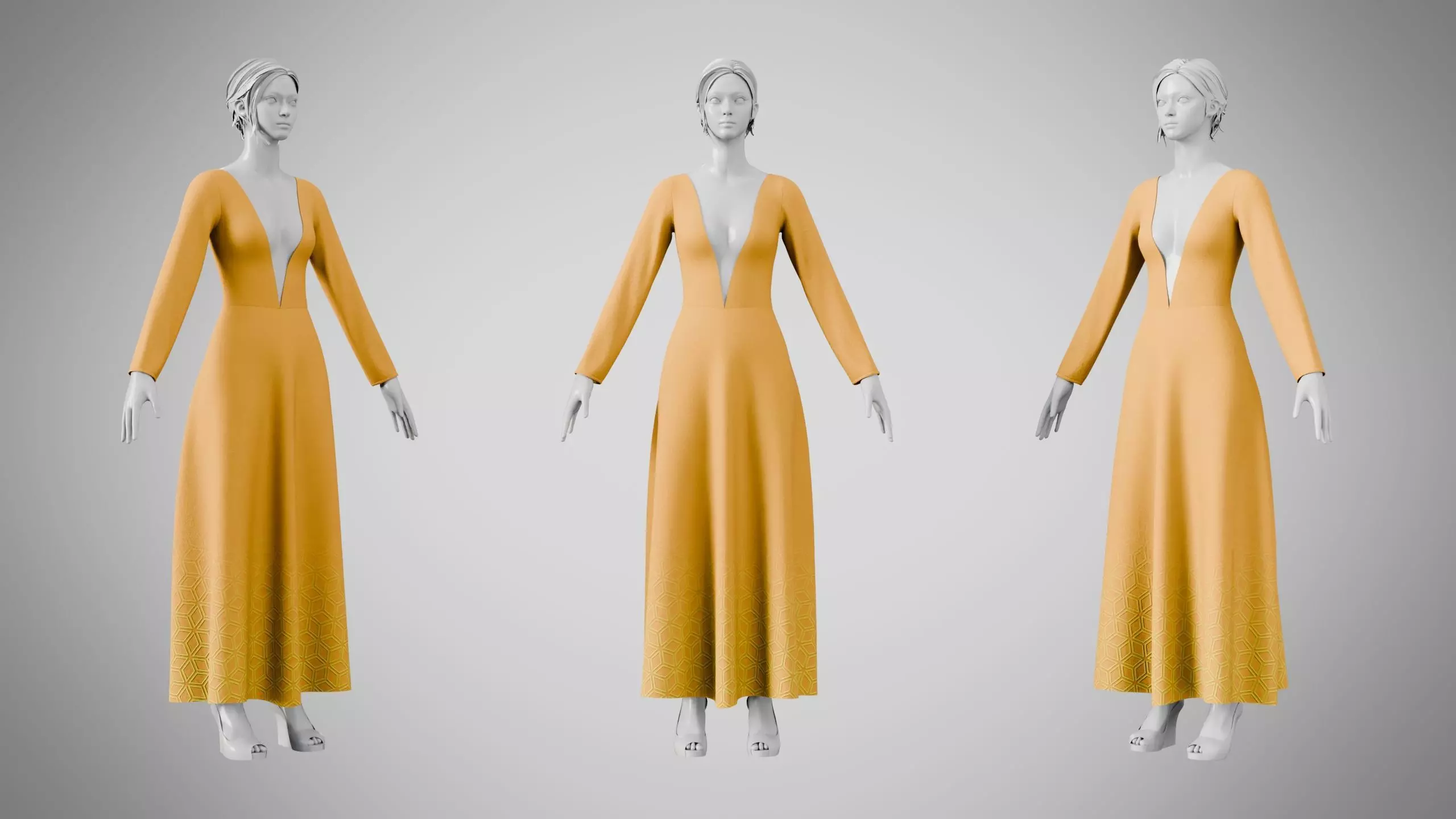 Dress 35 Marigold Low-poly 3D model