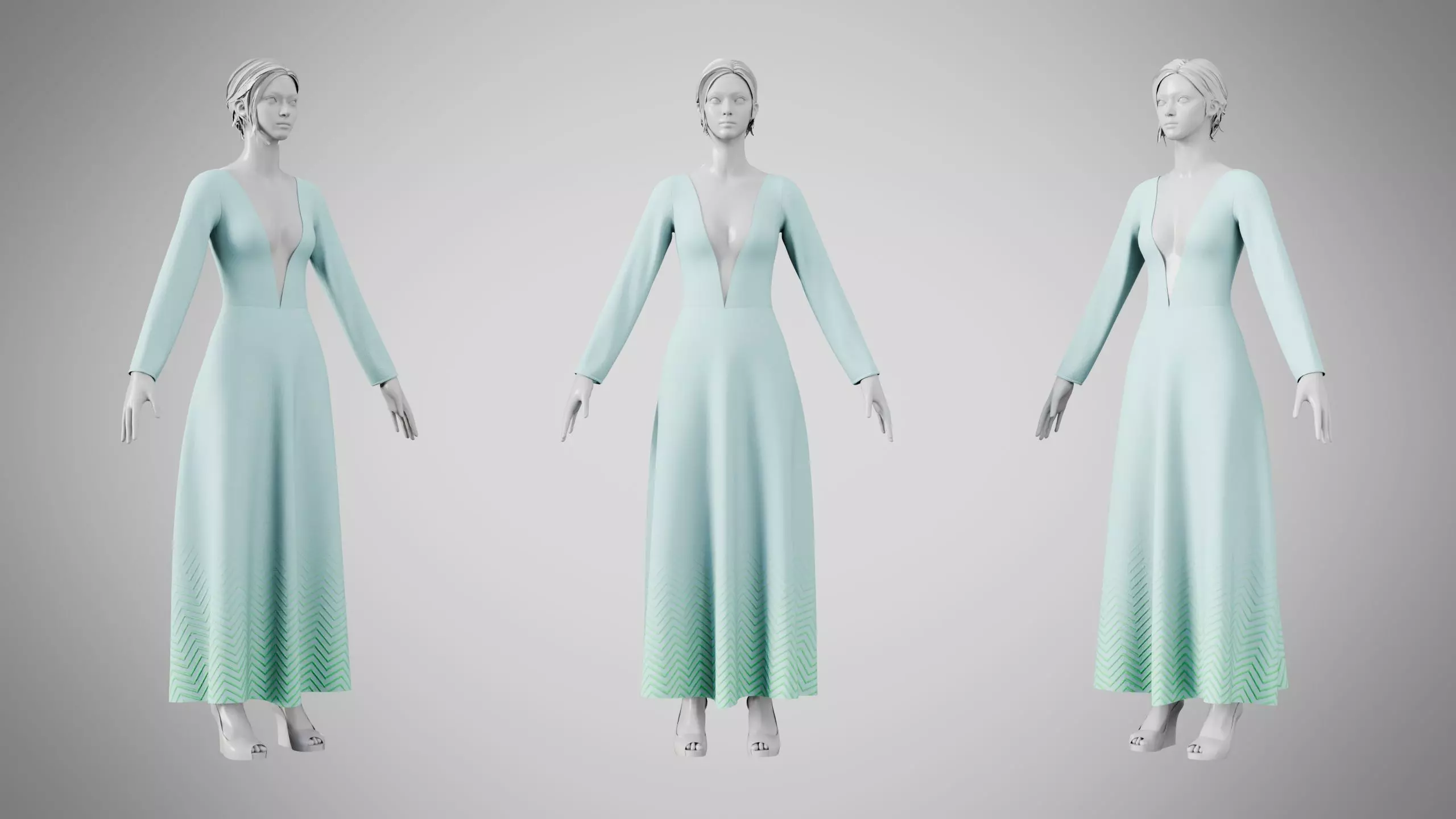 Dress 35 Blizzard Blue Low-poly 3D model