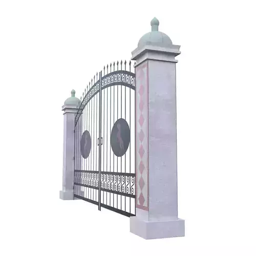 Luxury Ornate Wrought Iron Gate with Horse Symbol Low Poly PBR Low-poly 3D model 6