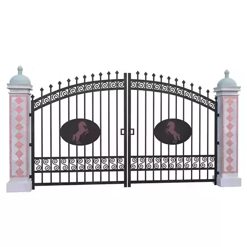 Luxury Ornate Wrought Iron Gate with Horse Symbol Low Poly PBR Low-poly 3D model 3