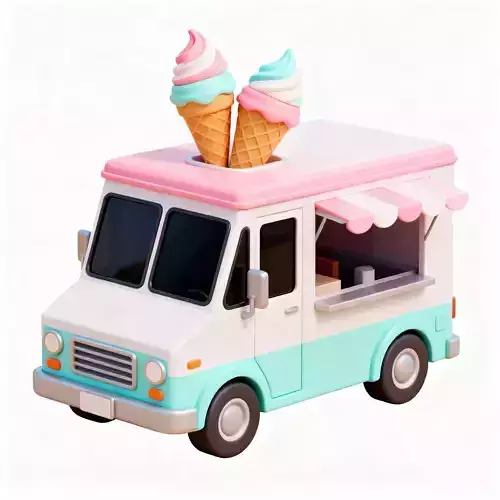 Summer Treats Mobile Ice Cream Shop 3D Model Low-poly 3D model