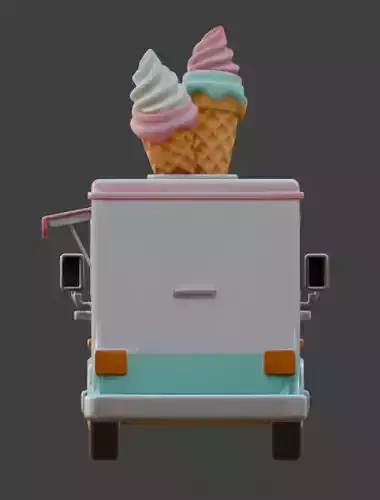Summer Treats Mobile Ice Cream Shop 3D Model Low-poly 3D model 6