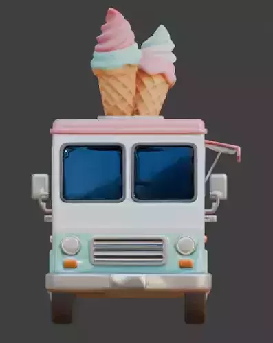 Summer Treats Mobile Ice Cream Shop 3D Model Low-poly 3D model 5