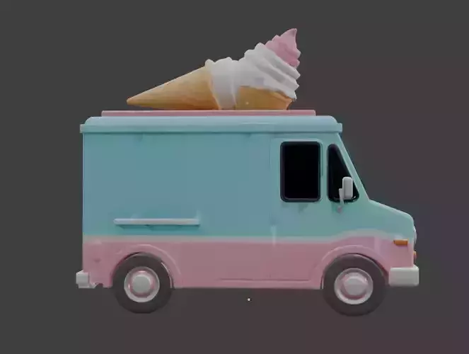 Sweet Summer Treats Truck 3D Model Low-poly 3D model 3