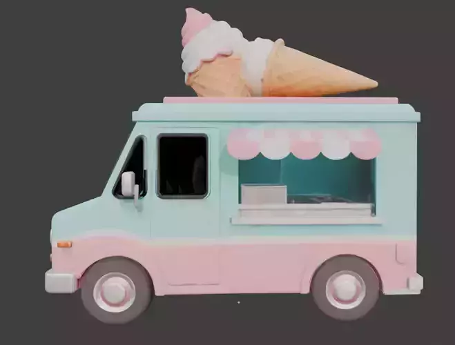 Sweet Summer Treats Truck 3D Model Low-poly 3D model 4