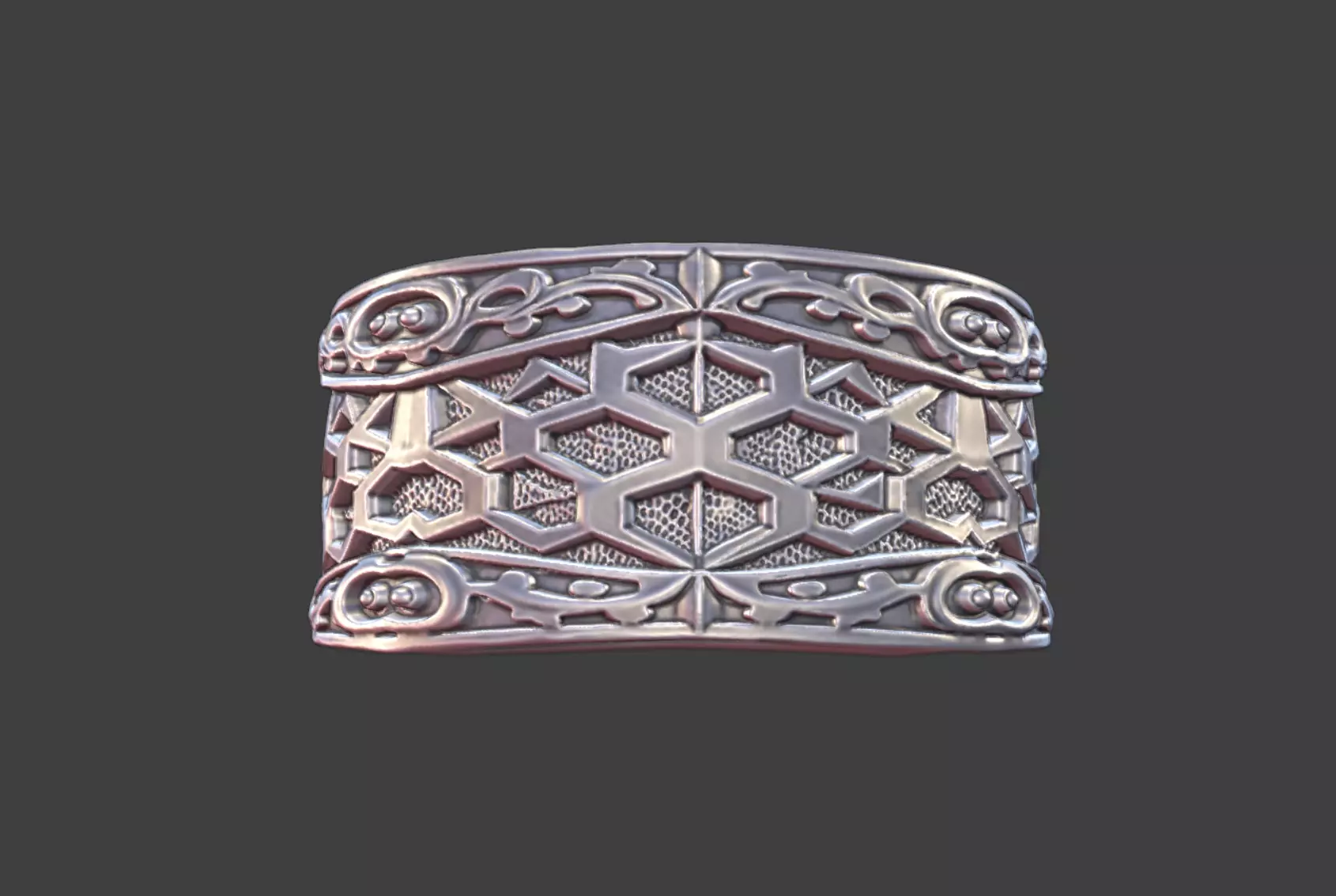 Japanese Hexagon Pattern Ring Silver Jewelry 3D Model 3D print model