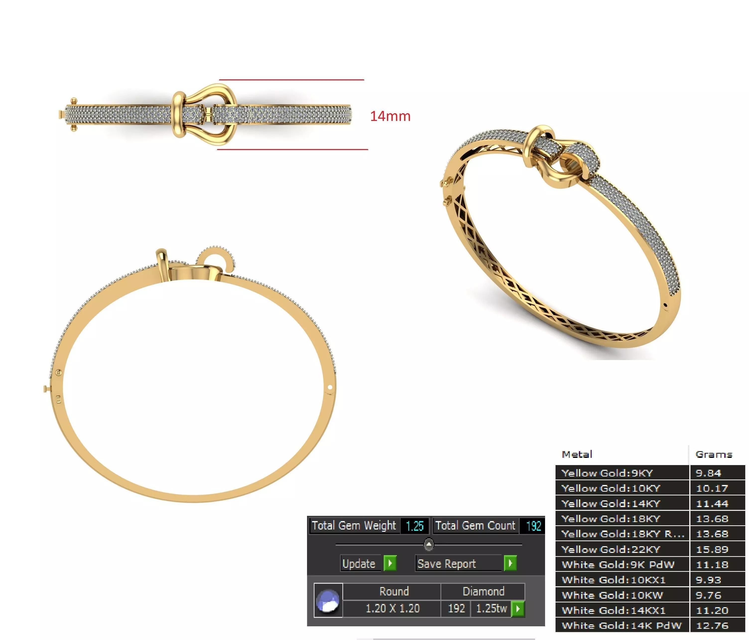 Women full diamonds bracelet 3D print model