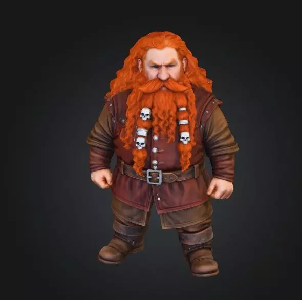 Gimli Dwarf Lord of the Rings - High-Detail Fantasy Warrior 3D 3D print model