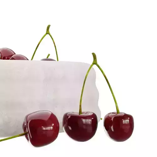 Cherries in Ceramic Bowl 3D Model Low-poly 3D model 3