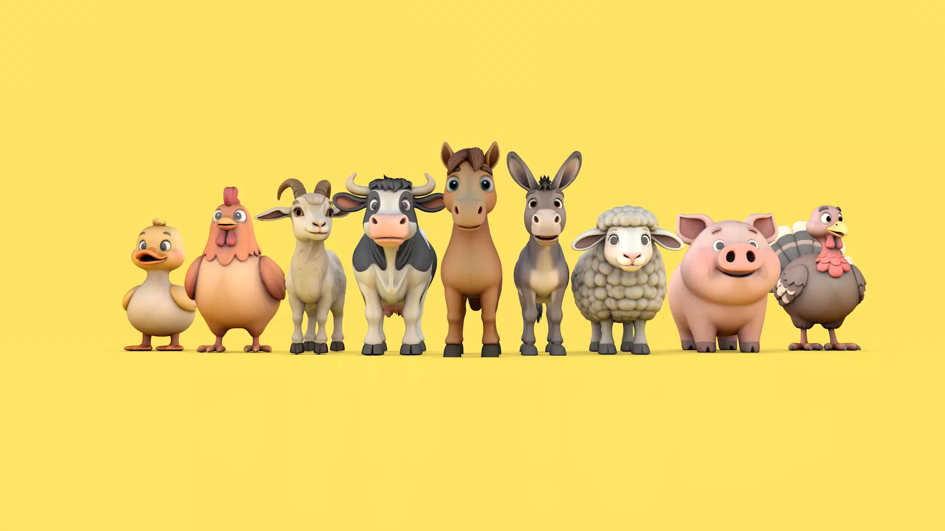 Low Poly Farm Animals Low-poly 3D model