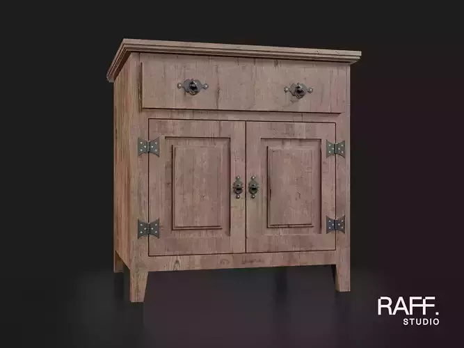 Rustic Cabinet - 2 Doors 1 Drawer Country Furniture - 4K Atlas