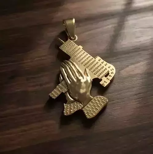 Praying Hands Pendant  Editable Symbolic 3D Jewelry Model